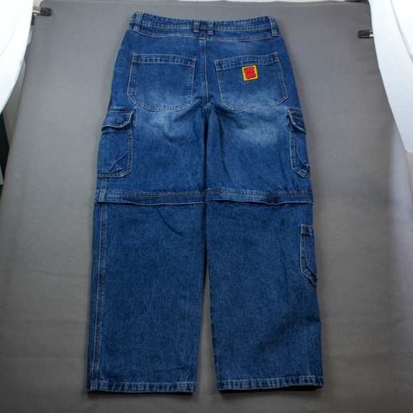 EMPYRE Y2K Mens Cargo Convertible Denim Carpenter Jeans 33x29 Skater Straight - Picture 2 of 8